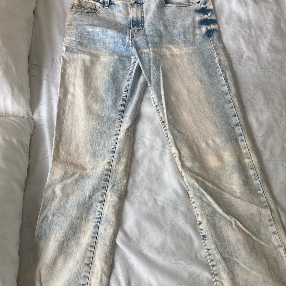 SouthPole Jeans Mens 34x30 Blue Washed Out Distressed Stretch Denim Skinny